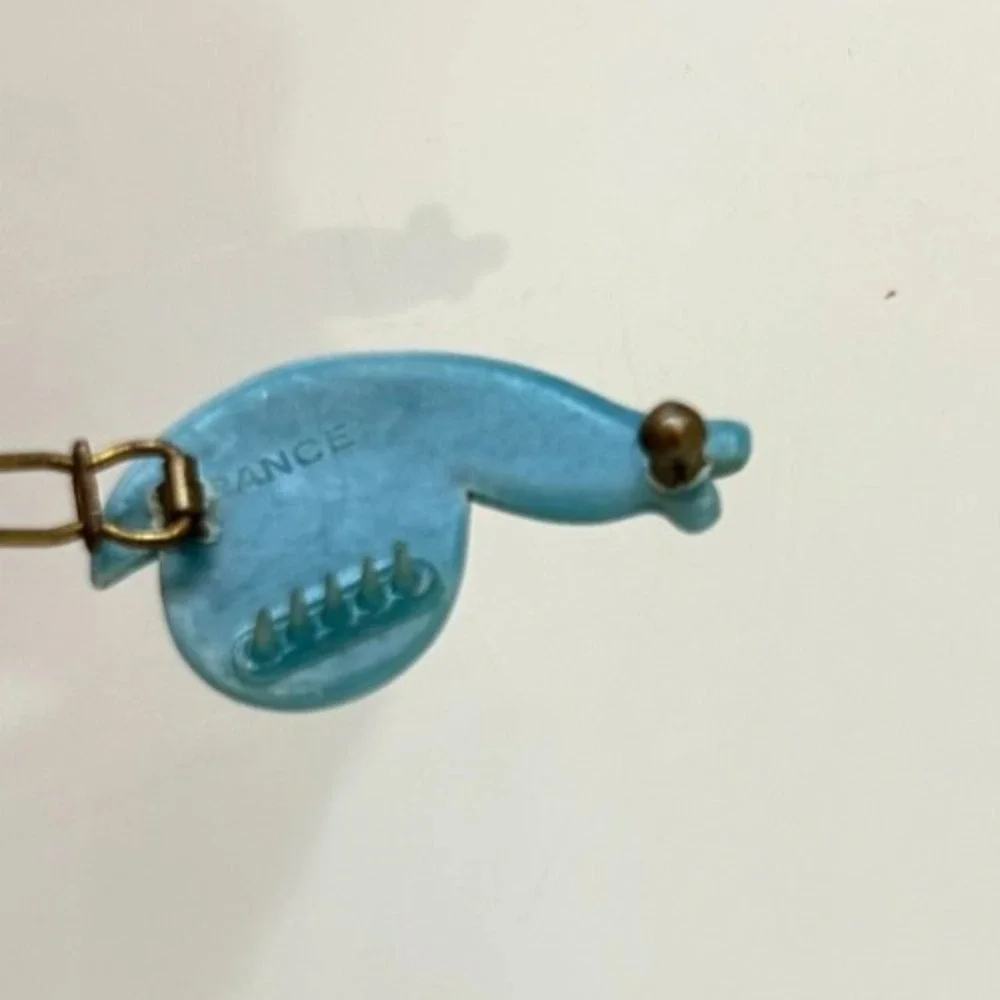 Vintage France Snail Hair Clips Pair 1970s Plastic Barrette As Is 1-Craft Repair